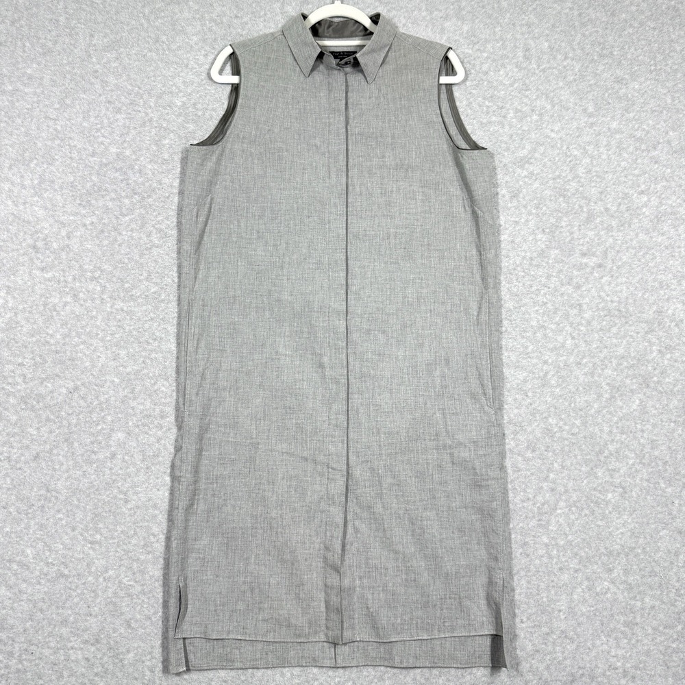 Sleeveless Grey Collared Shift Dress